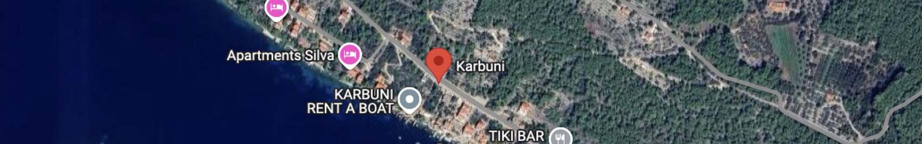 Map showing location of Lovely Apartments Karbuni on Korčula Island